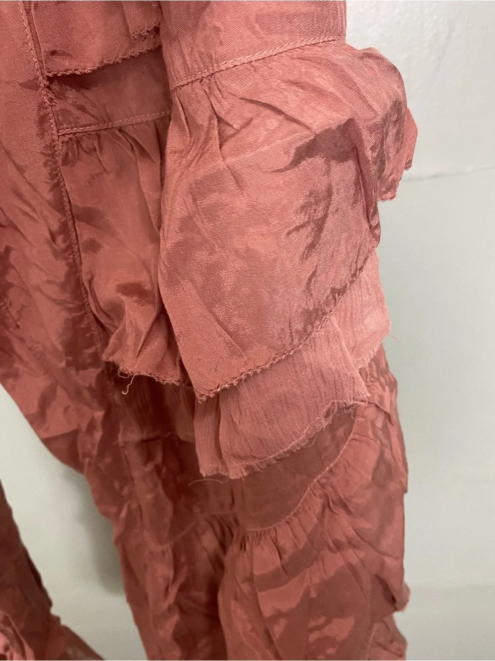 Free People Rock & Frill Trousers Mauve Pink Large Ruffle Tiered
